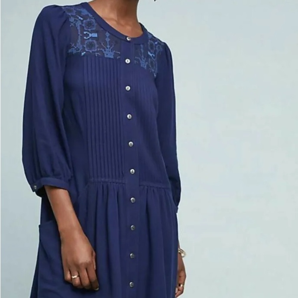 ANTHROPOLOGIE DUBOIS EMBROIDERED MINI DRESS Size 10